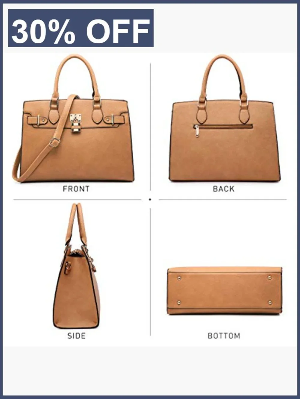 Women Vegan Leather Satchel Tote Handbag w Matching Wallet Set